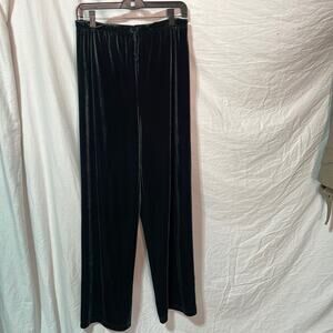 Jones New York S black velour pull on elastic waist drawstring straight leg euc